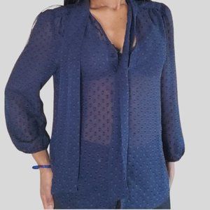 Forever 21 Essentials Blue Tie Neck Top